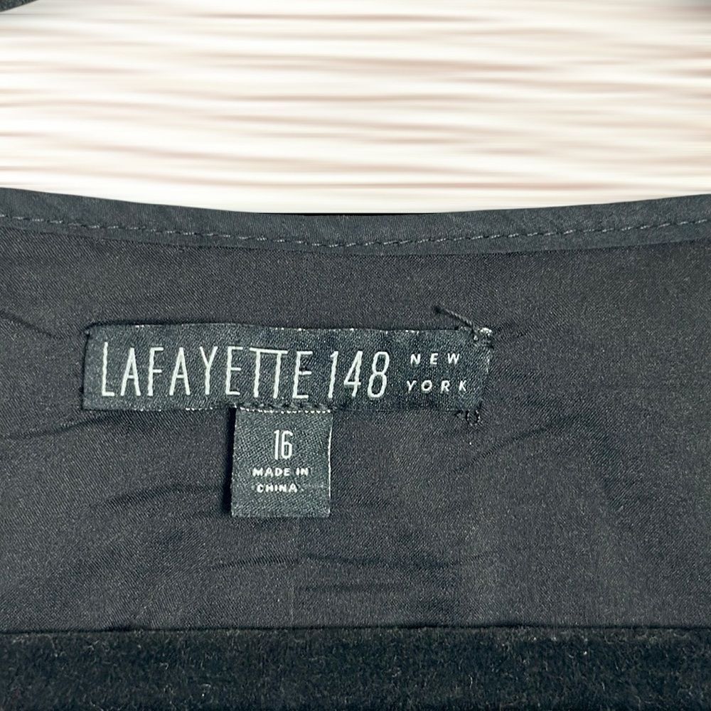 LAFAYETTE 148 Black Sheath Dress Sleeveless Front Zip Closure Size 16 - Picture 10 of 13